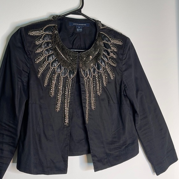French Connection Black Cropped Embellished Bolero Jacket - Picture 1 of 3